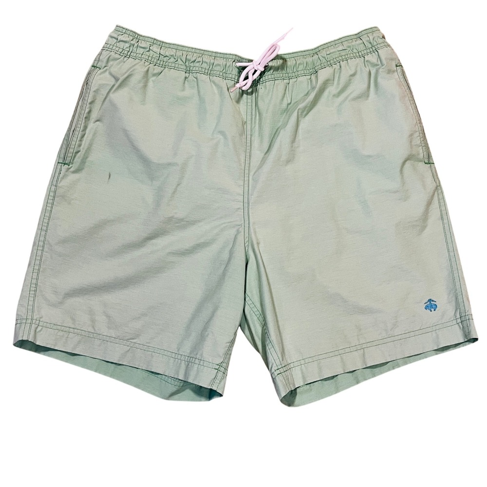 Brooks‎ Brothers 346 Classic Swim Shorts M Light Green Trunks Mesh Lined Beachy